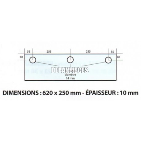 DIMENSIONS 620 x 250 mm